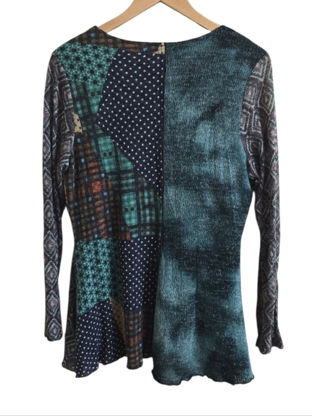 Feratelli Lagenlook Wearable Art Boho Patchwork Cowl Neck Tunic. Size Medium - Picture 5 of 7
